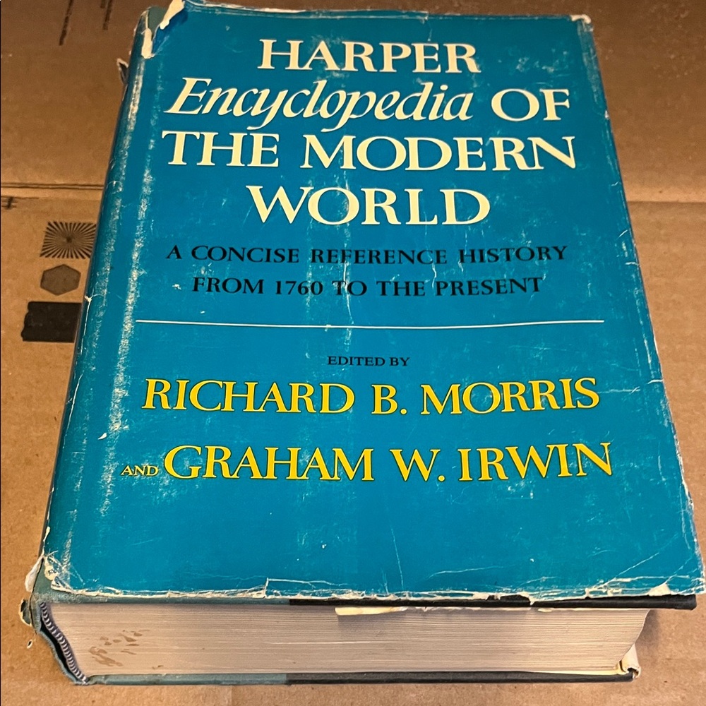 Harper Encyclopedia of the Modern World - Teal Blue Cover with Yellow Text